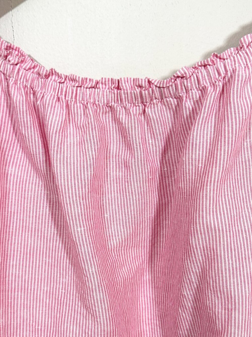Talbots Linen Blend Peasant Top XL Pink Stripe Off Shoulder Coastal Beach - Picture 5 of 9